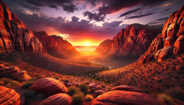 alt= "Sunset at Red Rock Canyon"