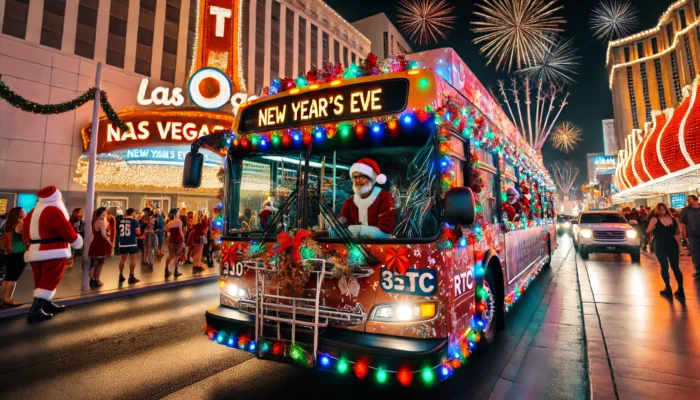 alt= "Las Vegas RTC bus in seasonal decor"