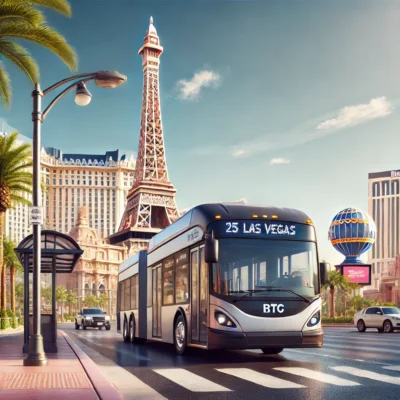 alt= "Public transport on the Las Vegas Strip"