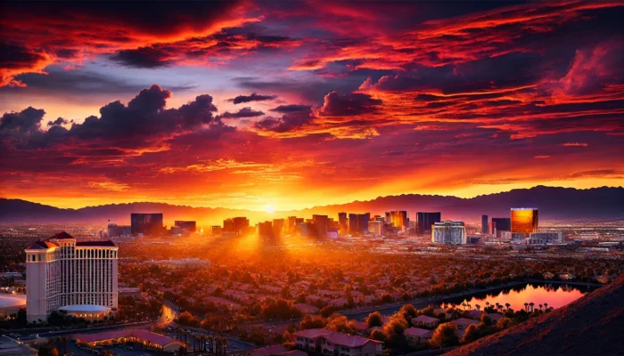 alt= "Autumn sunset in Las Vegas"