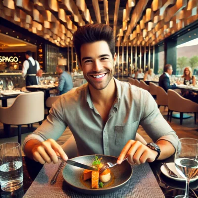 alt= "local dining at Spago, Bellagio Hotel"