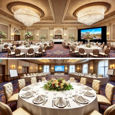 alt= "wedding setup at Santa Fe Station Hotel"
