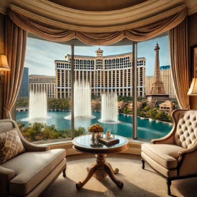 alt="Bellagio Hotel room with a view"