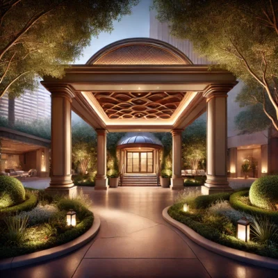 alt= "Four Seasons Hotel private entrance"