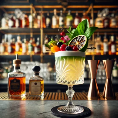 alt= "Craft cocktail at Sparrow + Wolf Las Vegas"