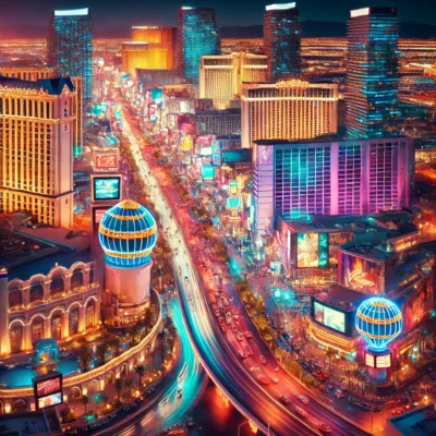 alt= "Las Vegas Strip seen from Virgin hotel"