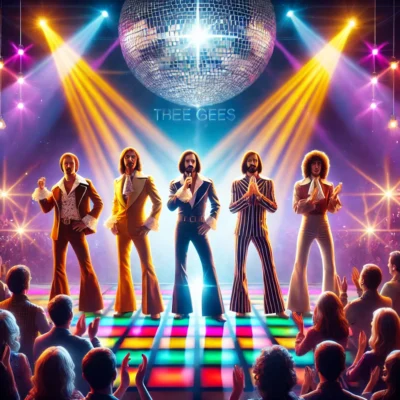 alt= "Australian Bee Gees Show Excalibur Hotel"