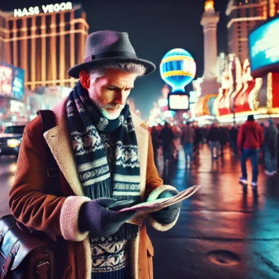 alt= "New Years Eve visitor, Las Vegas Strip"