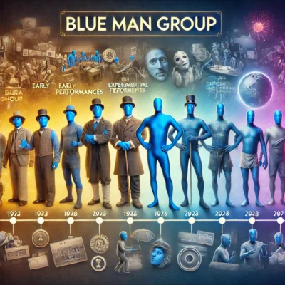 alt= "Blue Man Group evolution Lux or Hotel"