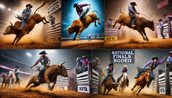 alt= "National Final Rodeo, Las Vegas, different events"