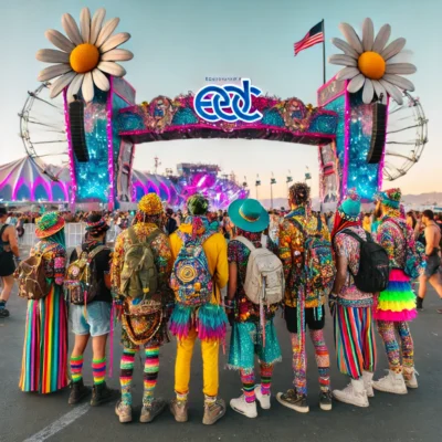 alt= "Electric Daisy Festival-goers, Las Vegas Speedway