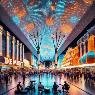 alt= "Fremont St near Four Queens Hotel Las Vegas"