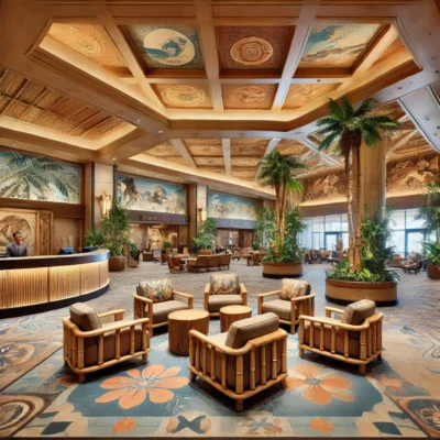alt= "California Hotel hawaiian decor"