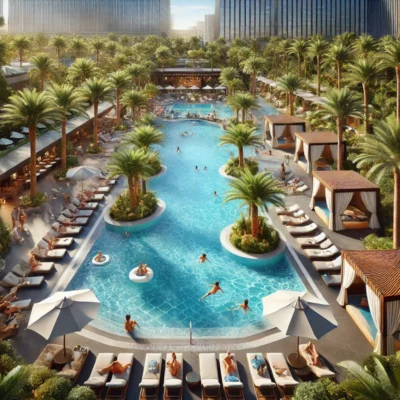 alt= "pools and relaxation at Park MGM"
