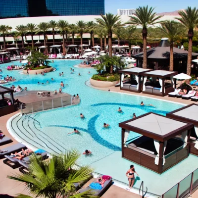 alt= "pool complex resorts world las vegas"