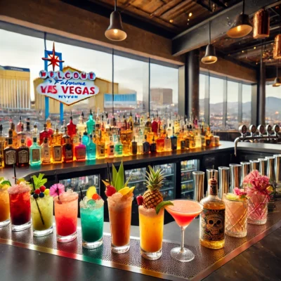 alt= "Cocktails at Fieri's, LINQ+ hotel"