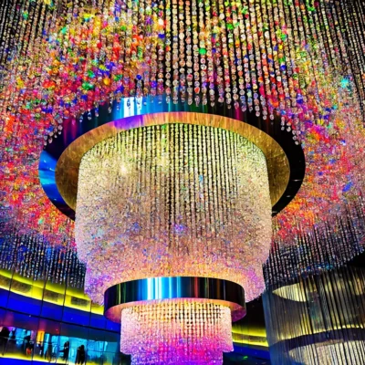 alt= “chandelier installation cosmopolitan hotel”