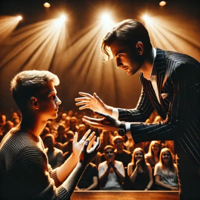 alt= "Audience interaction, Magic Show at LINQ Hotel"