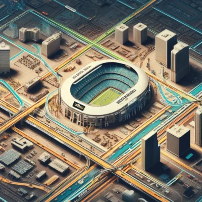 alt= "Allegiant Stadium transport routes"