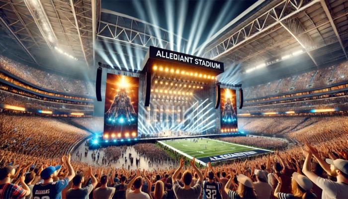 alt= "Concert setup, Allegiant Stadium, Las Vegas"