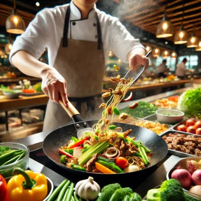 alt= "Live Cooking Stations, Cravings Buffet"