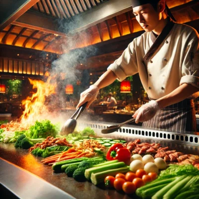alt= "Live cooking station, Garden Buffet"