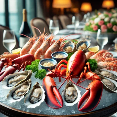alt= "Seafood platter at Lakeside, Wynn Las Vegas"