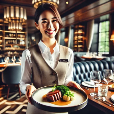alt= "Service at Bazaar Meat, Sahara Hotel"