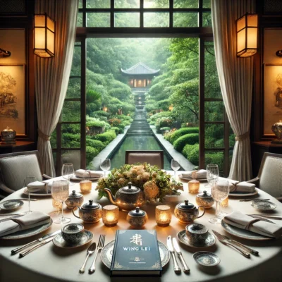 alt= "Dining setup at Wing Lei's, Wynn Las Vegas"