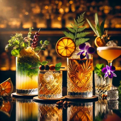 alt= "Cocktails at Chandelier Lounge, Cosmopolitan Hotel"