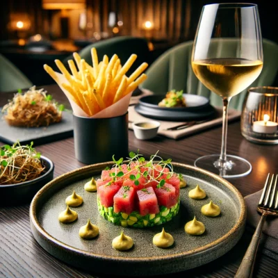 alt= "Signature dishes, Skyfall at Delano"