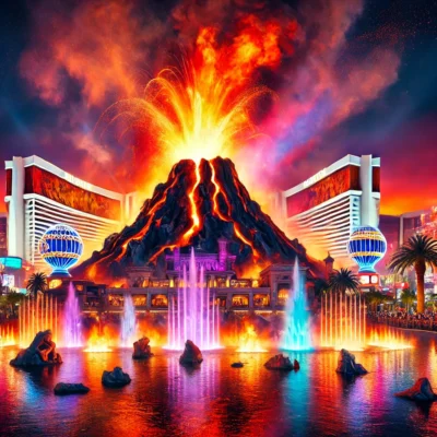 alt= "The Mirage Volcano Show"