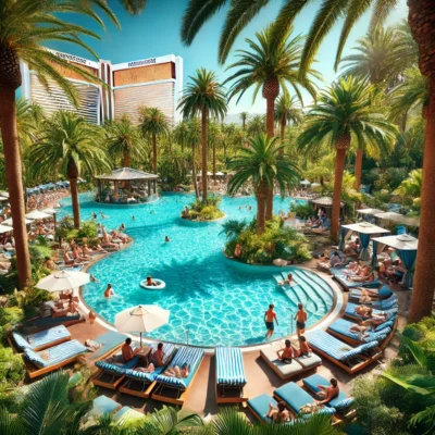 alt= "Tropical pool at Mirage Las Vegas"