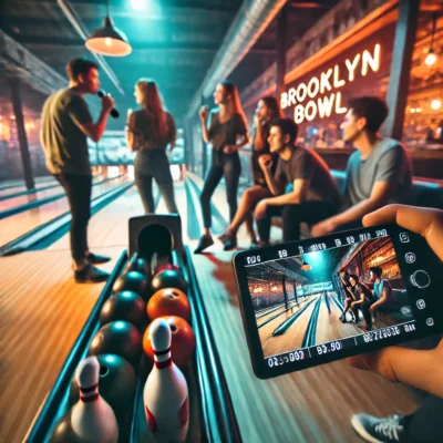 alt= "Bowling lane at Brooklyn Bowl"