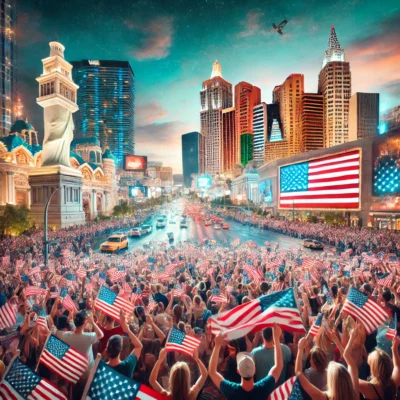 alt= "Independence Day celebrations, Las Vegas Strip"
