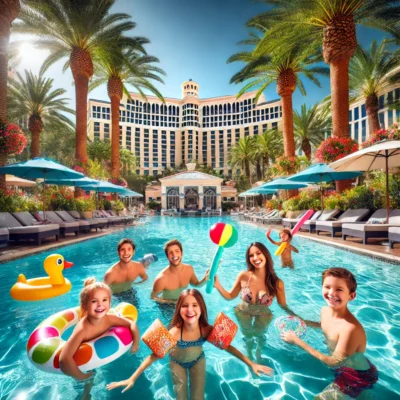 alt= "Family fun at Bellagio Pool Complex"