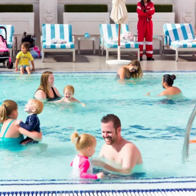 alt= "Family fun at Paris Las Vegas pool"