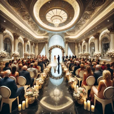 alt= "mid-sized wedding ceremony at Paris Las Vegas"