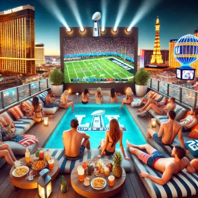 alt= "Pool party for Super Bowl Sunday in Las Vegas"