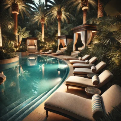 alt= "Secluded pool at Bellagio Pool Complex"