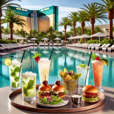 alt= "Dining at MGM Grand Pool Complex"