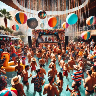 alt= "Themed party at Encore Beach Club"