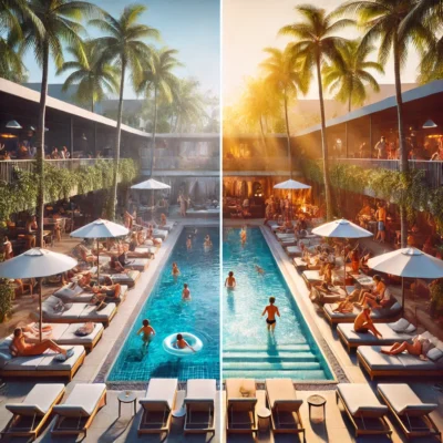 alt= "Bare Pool Lounge morning and evening"