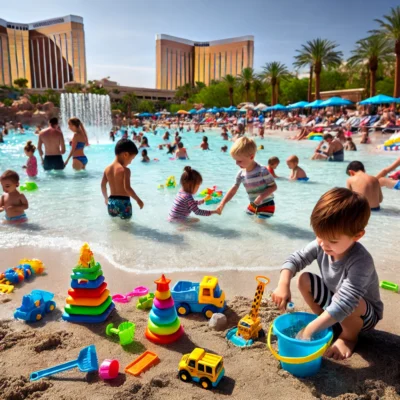 alt= "Family fun at Mandalay Bay Resort pool"