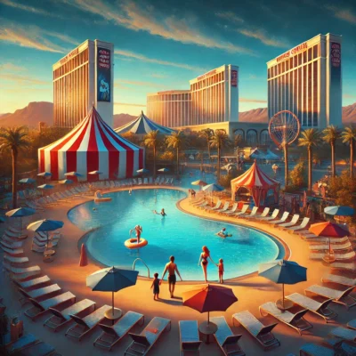alt= "Early morning at Circus Circus Hotel Pool"
