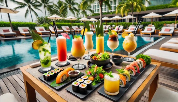 alt= "Poolside dining at Ayu Dayclub"