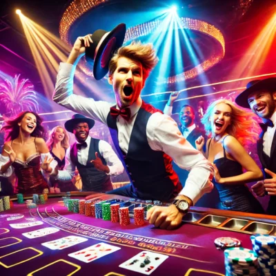 alt= "Dancing dealers, Golden Gate Hotel"