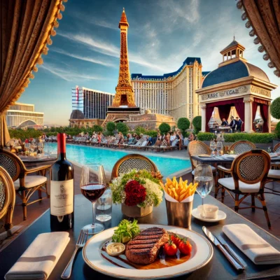 alt= "Dining at Paris Las Vegas pool"