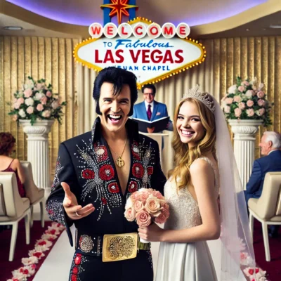alt= "Elvis-themed wedding at Graceland Wedding Chapel"