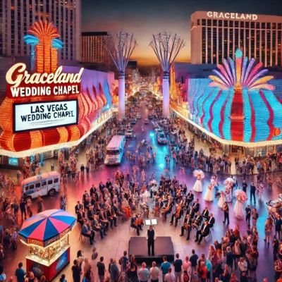 alt= "Fremont Street near Graceland Wedding Chapel"